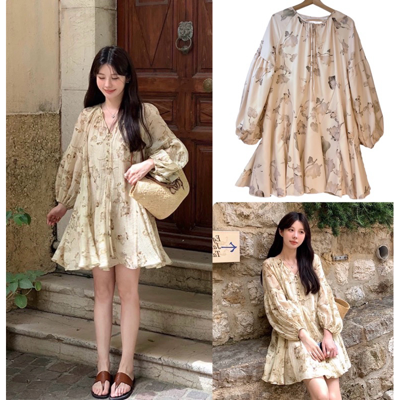 sirin studioเดรสมากิดีเทลลายดอกซากุระA18