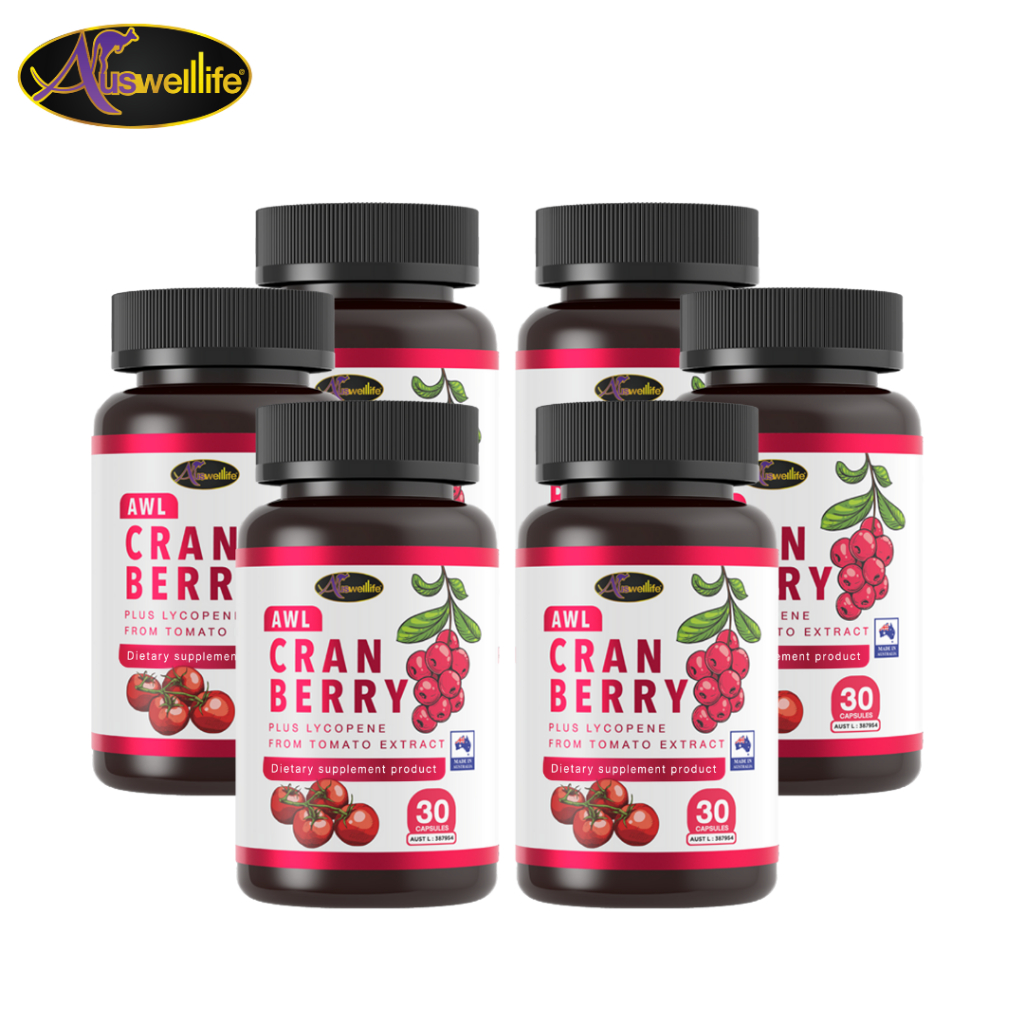 [พิเศษ 6 กระปุก] AWL Cranberry Plus Lycopene บำรุงผิวให้สดใส 30 แคปซูล ราคา 1,890 บาท (Auswelllife)