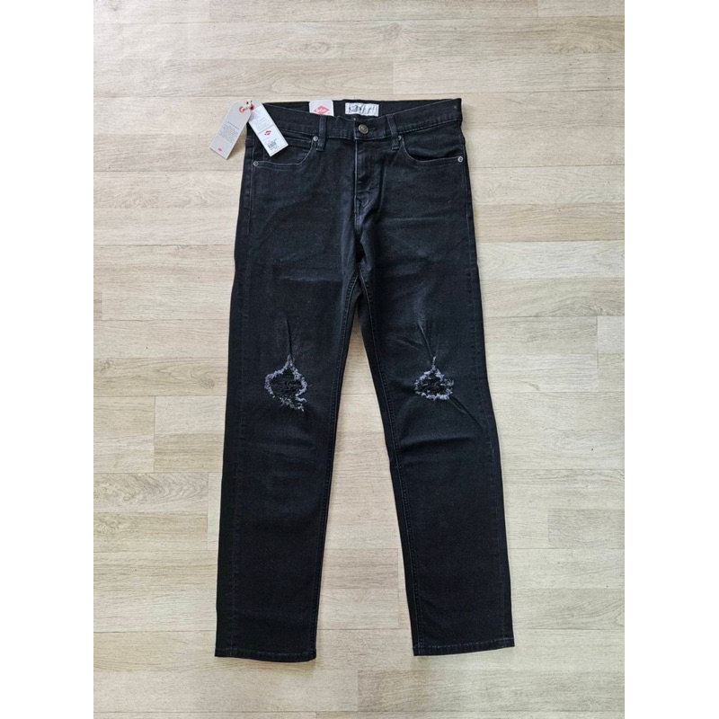 กางเกงยีนส์ผู้ชายสีดำ Lee cooperของแท้100%จากShop ปกติ2,490ไซด์ 31,32,33,34 ผ้ายืดปลายขา 7 นิ้วรุ่นL9110-0003แต่งขาดเข่า