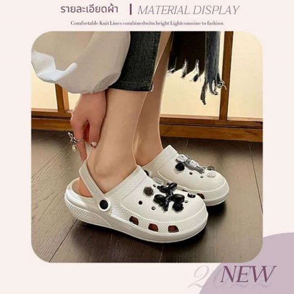 SUNDAY2020 พร้อมส่ง รองเท้าแตะแฟชั่นผู้หญิง ทรงหัวโตสุดฮิตใส่แล้วน่ารักเลย แมทช์ชุดอะไรก็เข้ากันหมด มาพร้อมตัวติดในชุดเล