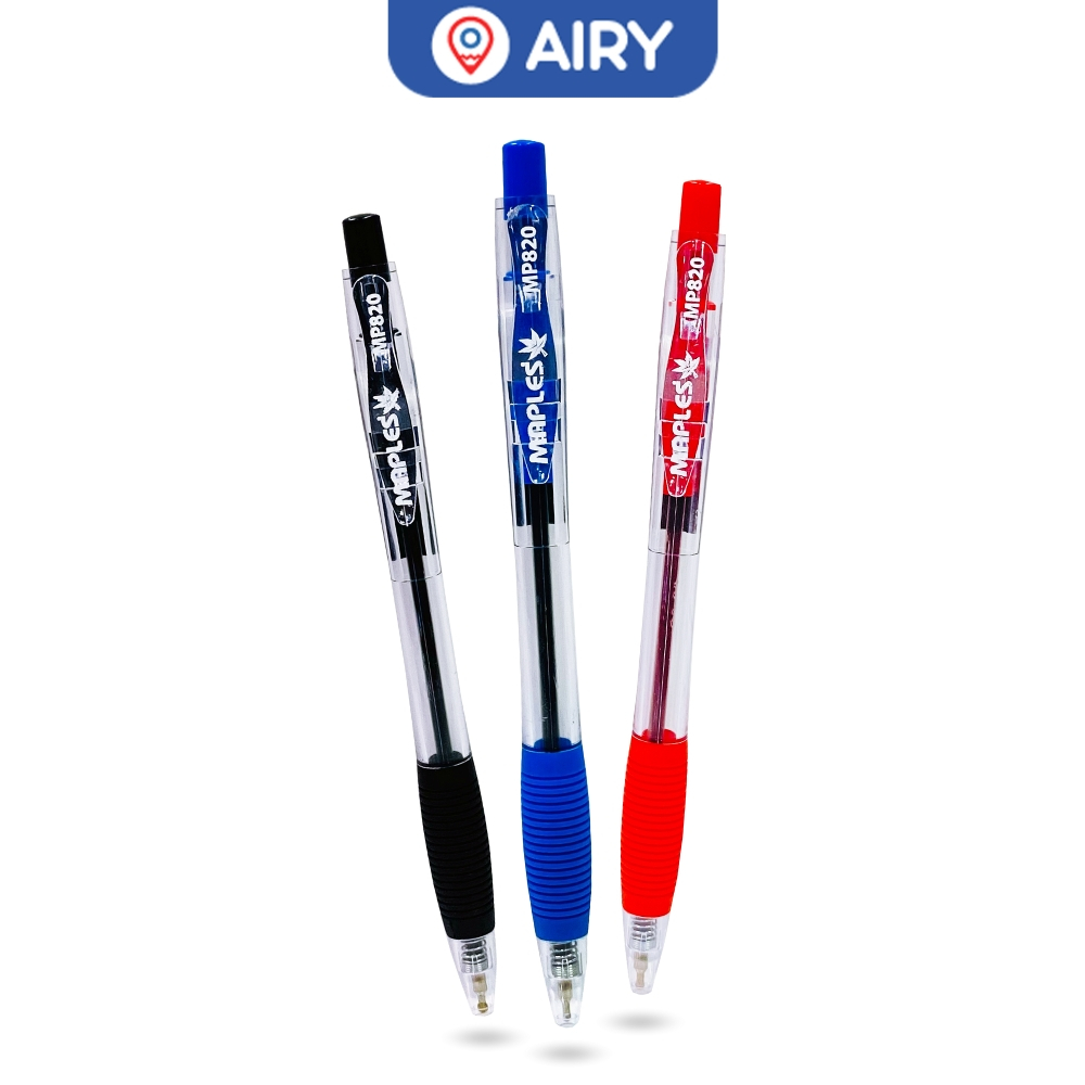 (แพ็ค 10 ด้าม)ปากกาลูกลื่นแบบกด Maples รุ่น MP-820 ปากกาหมึกน้ำเงิน แดง ดำ เขียนลื่น เส้นคม 0.5