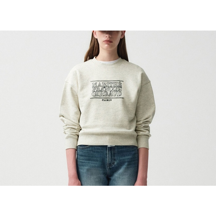 Marithe Francois Girbaud W Doodle / Classic Logo Crop Sweatshirt (Oatmeal, Navy, Baby Pink, Light Heather Gray, Beige)