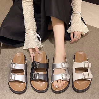 พร้อมส่งจากไทย 【A05】รองเท้าแตะไบเก้นสายเข็มขัด2สายแบบสวมพอดีทรงเท้าใส่แล้วเท่ห์โอมันนีมาก