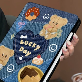 🚀จัดส่งทันที🚀เคสไอแพด ผ้าเดนิม Pro13 Air8 Gen11 Air7/6 ButterBear เคส iPad อะคริลิคหมุนได้ 360 mini7