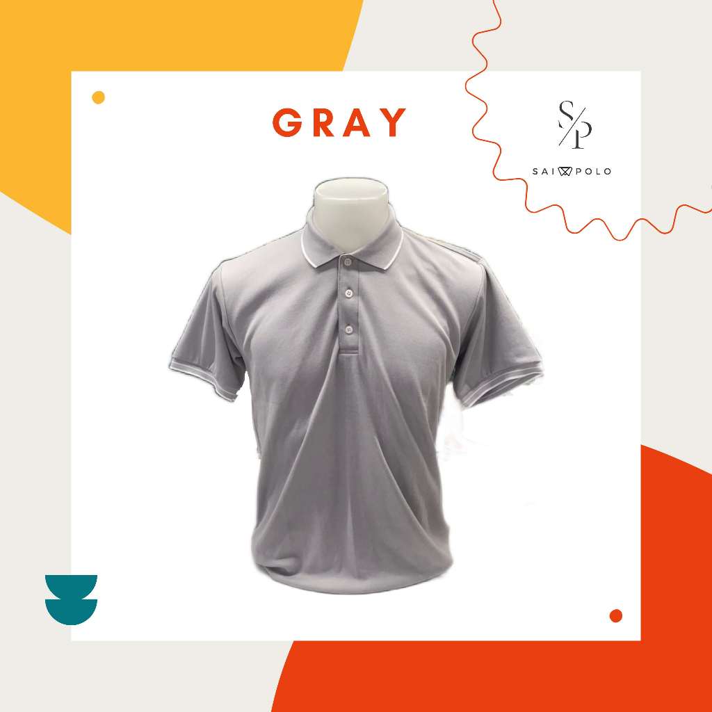 เสื้อโปโล ผู้ชายไม่มีโลโก้ สีเทา (GRAY) เนื้อผ้า UV TECH ผ้านิ่ม ใส่สบาย ผ้าไม่เป็นขุย ยับยาก รีดง่าย BY SAI POLO