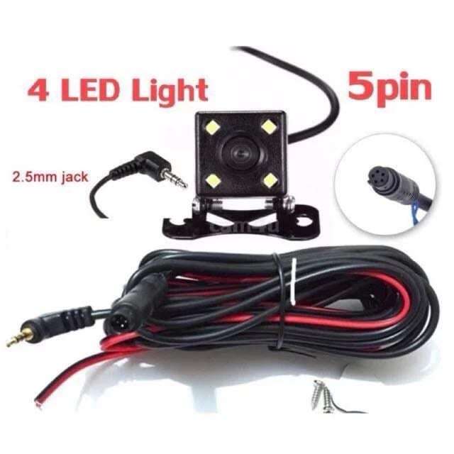 กล้องมองหลัง 5 Pin กล้องหลังบันทึก กล้องถอย ยาว 5 เมตร 5 พิน พร้อมไฟ LED 4 ดวง