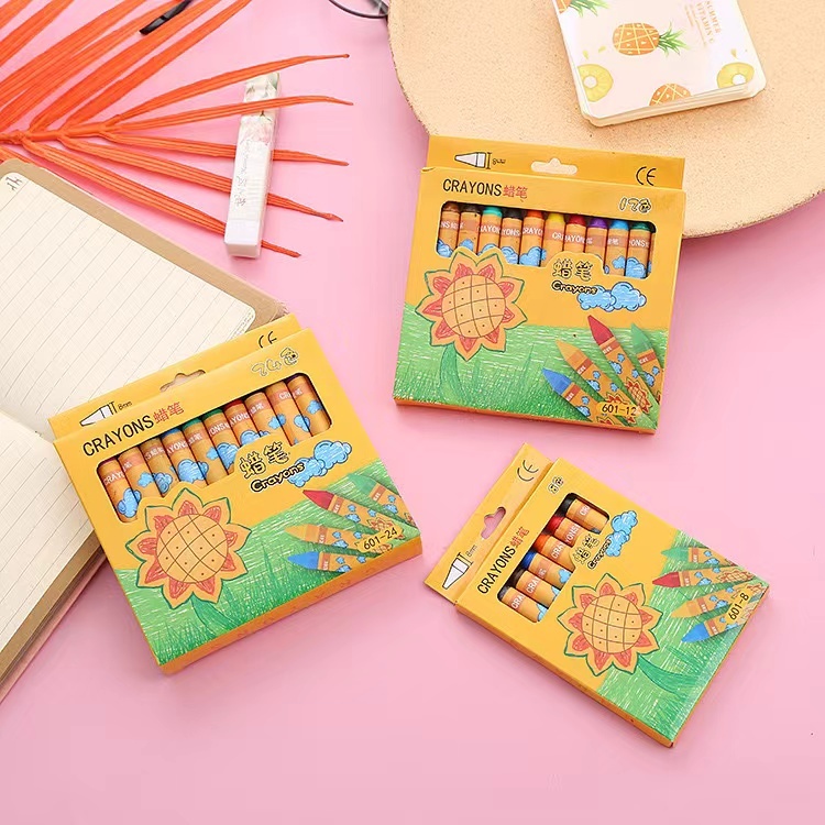 สีเทียน ชุด8-24สี สีสดใส อุปกรณ์วาดรูประบายสี Crayons