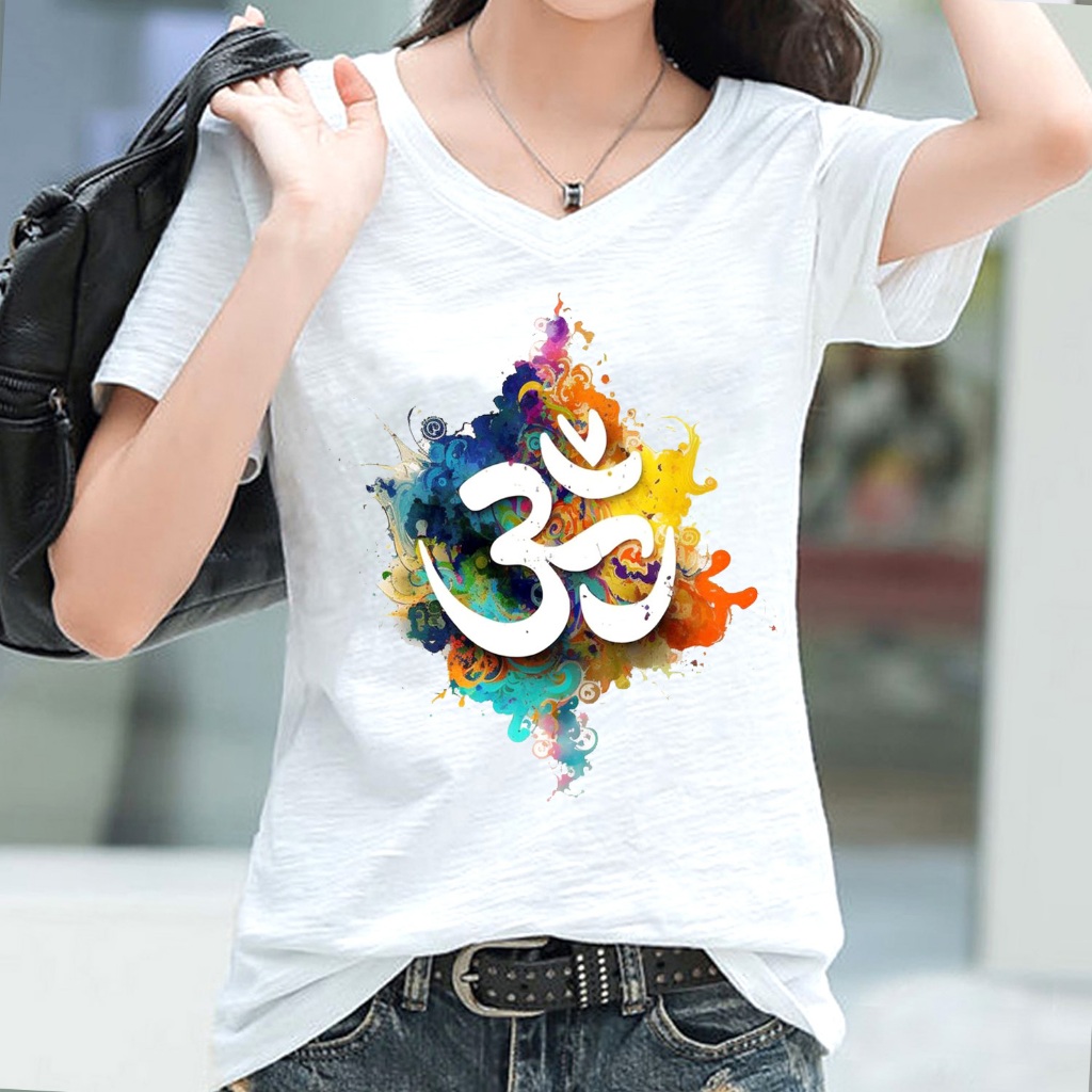 M-6XL เสื้อแฟชั่นผู้หญิง เสื้อยืด โอม นะมะหะ ผ้า Cotton100% No.20 ดีไซน์สวยเก๋ High quality รุ่น C426