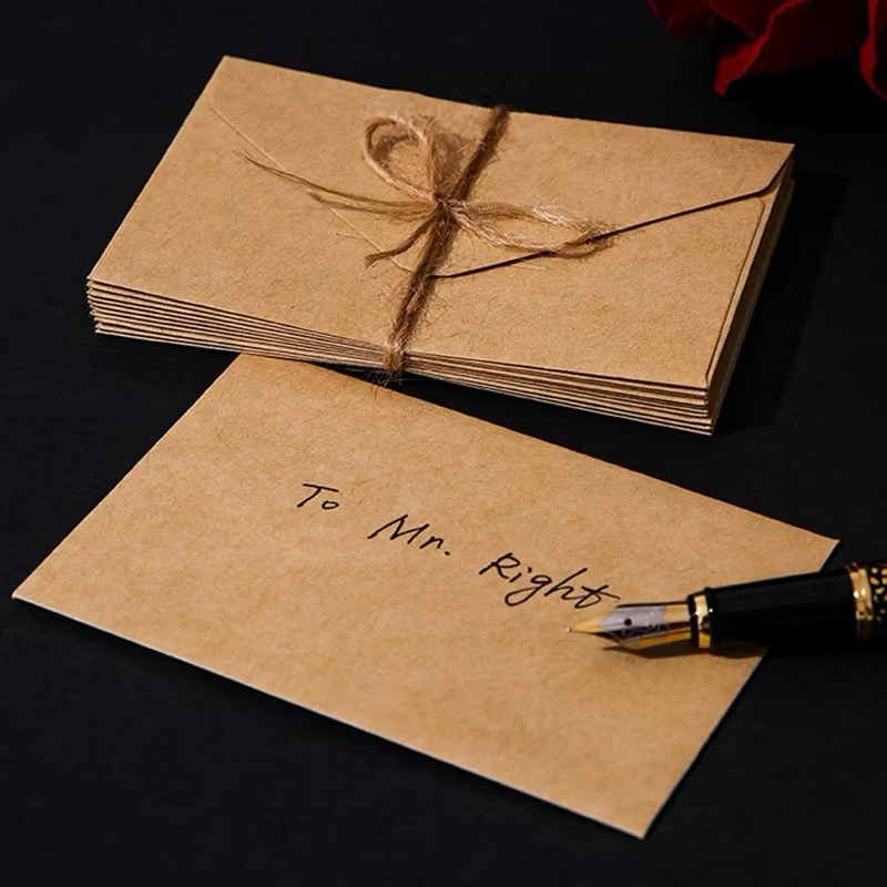 ‼️พร้อมส่ง‼️ซองจดหมาย กระดาษคราฟท์ ขนาดเล็ก 10.5*6.8cm สไตล์วินเทจ แฟชั่นโรแมนติก แบบเรียบง่าย - รูปที่ 4