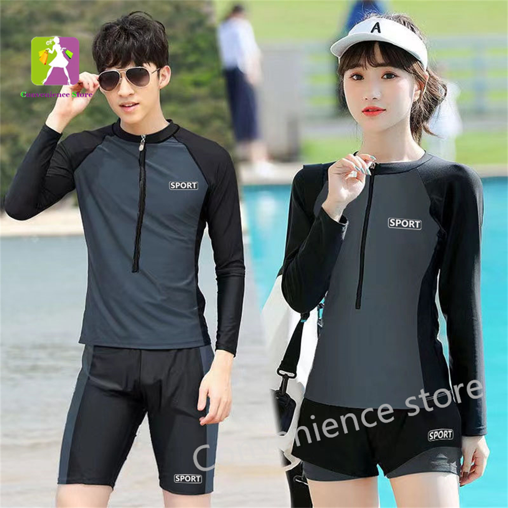 ชุดว่ายน้ำแขนยาว ชุดดำน้ำ ผู้ชายและผู้หญิง คู่รัก กันUV ชุดว่ายน้ำ