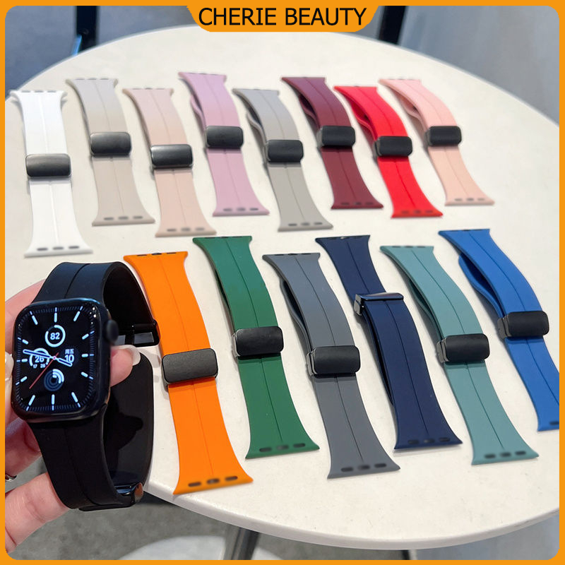 สายนาฬิกาซิลิโคนแม่เหล็ก ultra series 49 มม. หัวเข็มขัดแม่เหล็กสายนาฬิกาเหมาะสำหรับ iWatch 11 10 9 8 7 6 5 Se 38/40/41/4