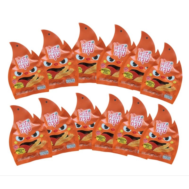หมึกกรุบ หมึกกรุบหม่าล่า ซองส้ม สูตรต้นตำหรับ 12 ถุง (1 ถุง มี 6 ซองเล็ก)