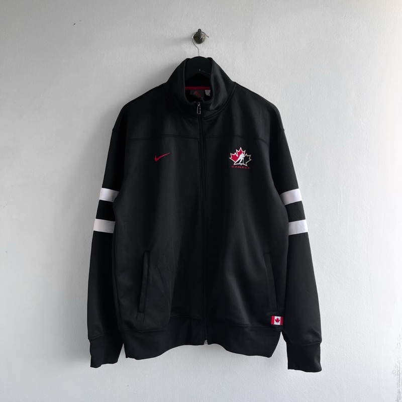 เสื้อแจ็คเก็ต BAUER X NIKE TEAM CANADA HOCKEY TRACK/WARM UP JACKET SIZE L VINTAGE 80-90S แท้มือสอง10