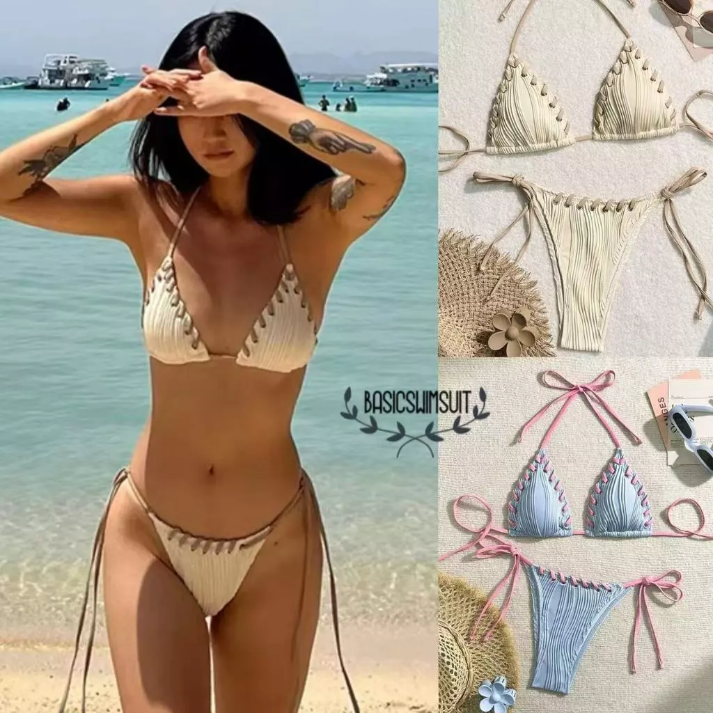 🧡Basic swimsuit💛บิกินี่ เซ็กซี่ ชุดว่ายน้ำ ชุดไปทะเล โชว์หลัง ส่งไวจากไทย