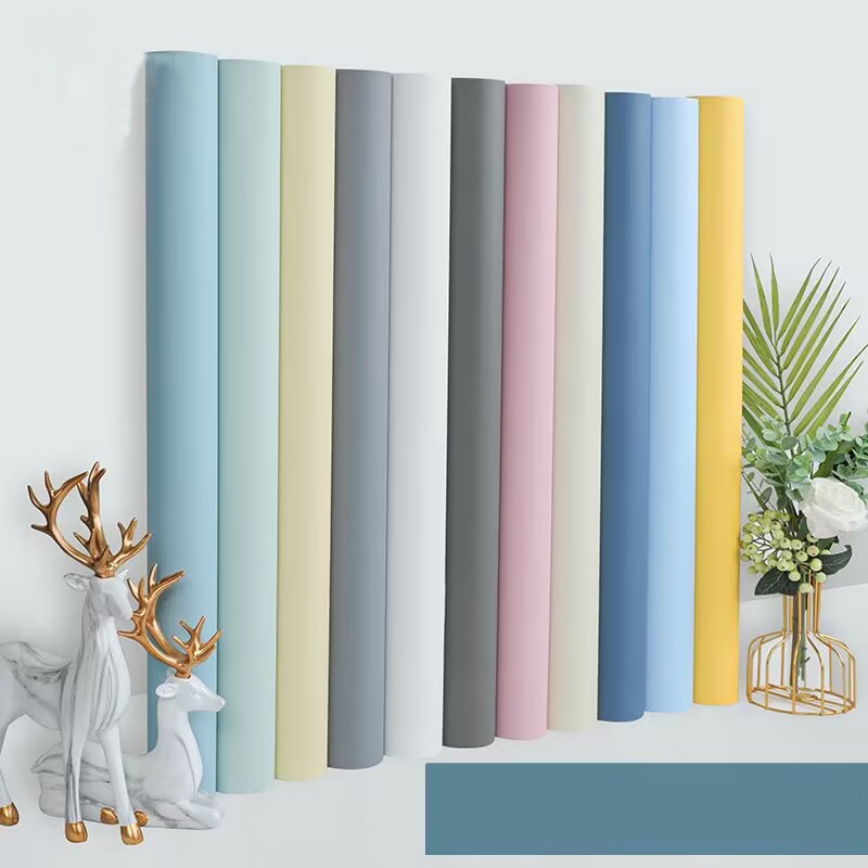 วอลเปเปอร์ สติ๊กเกอร์ ติดผนัง กาวในตัว มี 6 สี ให้เลือก ลายสีพื้น C128