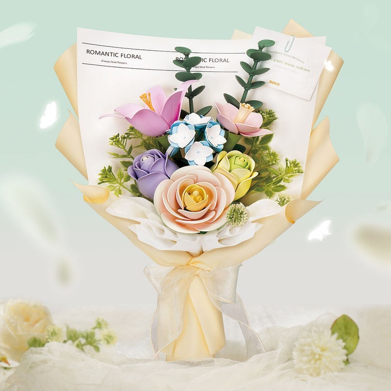 ส่งด่วนกทม. 💐 ช่อดอกไม้ DIYประกอบเอง ดอกไม้พลาสติก Spring Time Bouquet 3D Puzzle ROKR AF01J