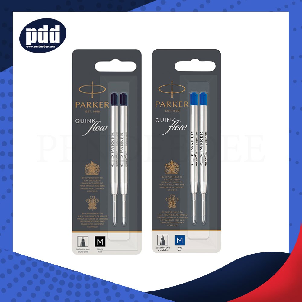 [แพ็คคู่ ถูกกว่า] ไส้ปากกา PARKER Quink Flow Ballpoint Refill - ไส้ปากกาลูกลื่น ป๊าคเกอร์ ขนาด M 0.7 น้ำเงิน , ดำ