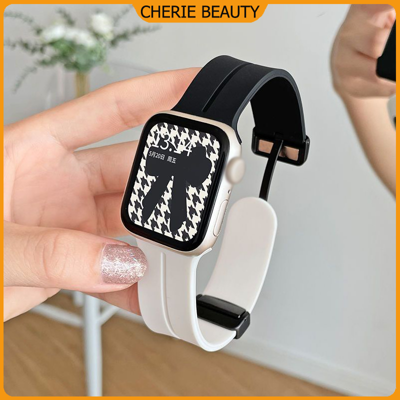 สายนาฬิกาแม่เหล็กซิลิโคน Ultra49mm 46mm44mm 40mm 42mm38mm45mm41mm สายนาฬิกาแม่เหล็กสองสี iwatch 11 10 9 8 7 6 5 3 2 1