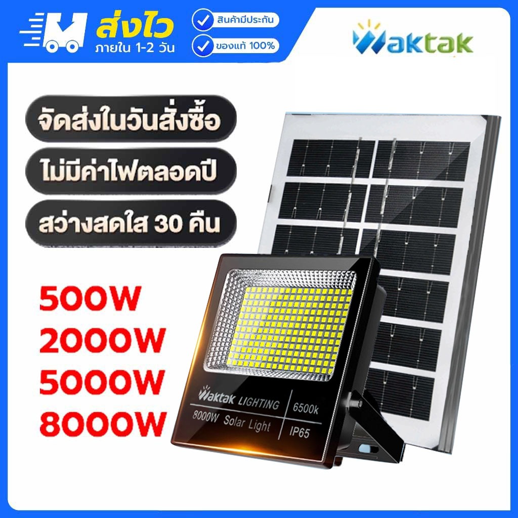 ไฟโซล่าเซลล์ Solar light 25000W กันน้ำกลางแจ้ง ตั้งเวลาด้วยรีโมท กันฝน ชาร์จไฟตอนกลางวัน สว่างเมื่อฟ้ามืด