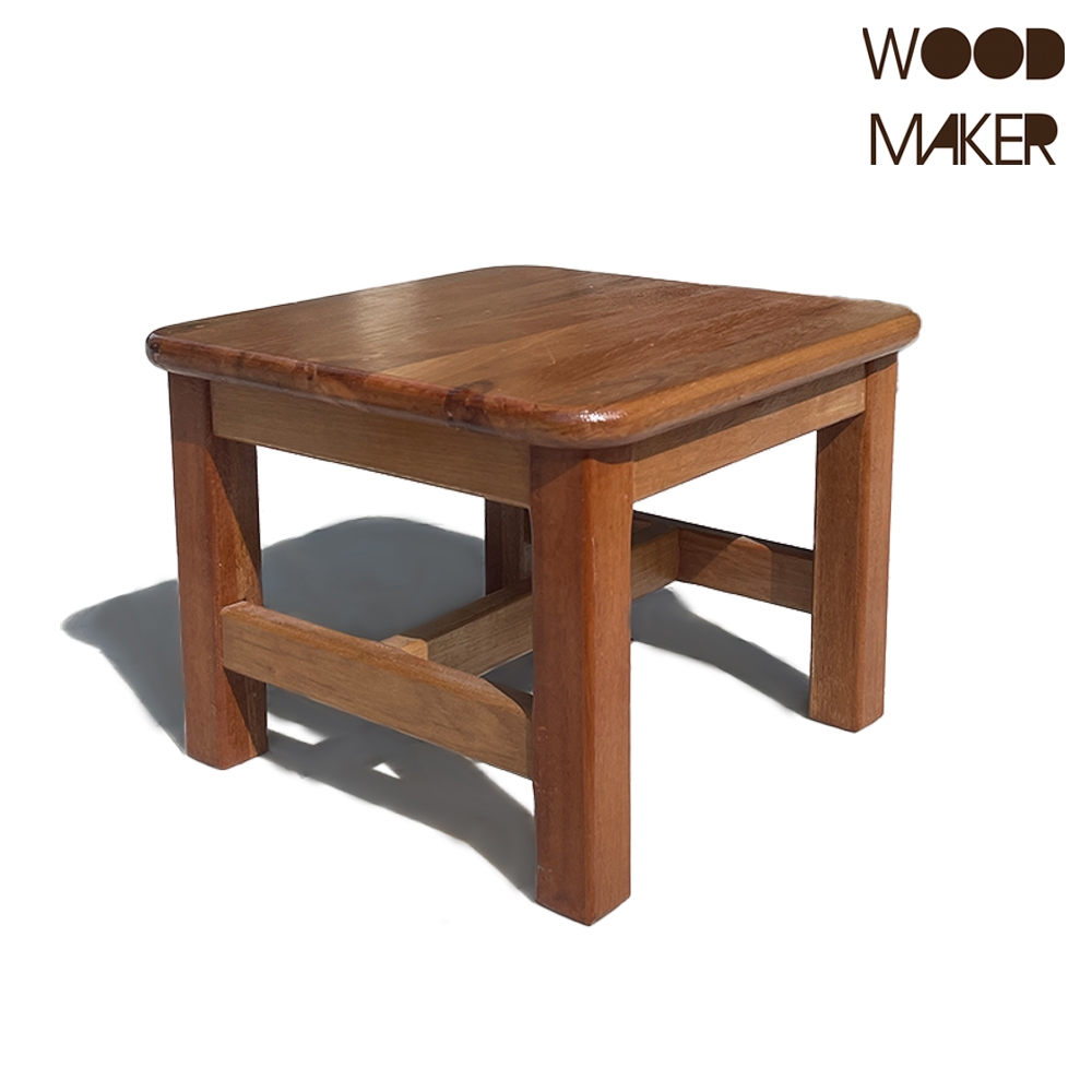 Woodmaker Square Short Stool ; เก้าอี้ไม้ทรงสี่เหลี่ยมสั้น งานไม้คุณภาพสูง เฟอร์นิเจอร์ไม้เนื้อแข็ง