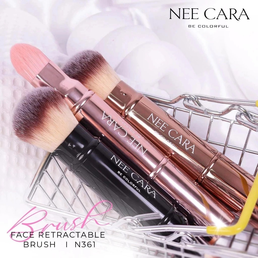 NEECARA FACE RETRACTABLE BRUSH I N361 แปรงแต่งหน้า มี 2 หัว พร้อมที่เก็บ ราคา ถูกที่สุด ดีลบีเคเค แกลเลอรีภาพที่ 2