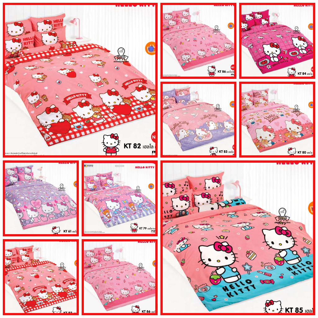 KITTY ชุดเครื่องนอน (ผ้าปูที่นอน+ผ้านวม 3.5/5/6 ฟุต) ลิขสิทธิ์แท้ By TOTO เฮลโลคิตตี้ ขนาด 3.5/5/6 ฟุต
