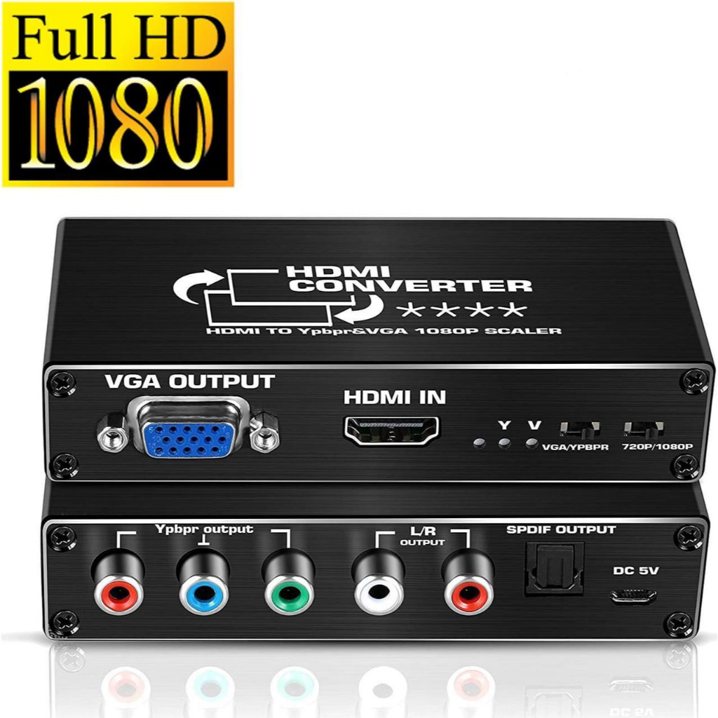 HDMI to Component Video Converter,ESTONE HDMI to Ypbpror/VGA Scaler HDMI Input to Component Video + 