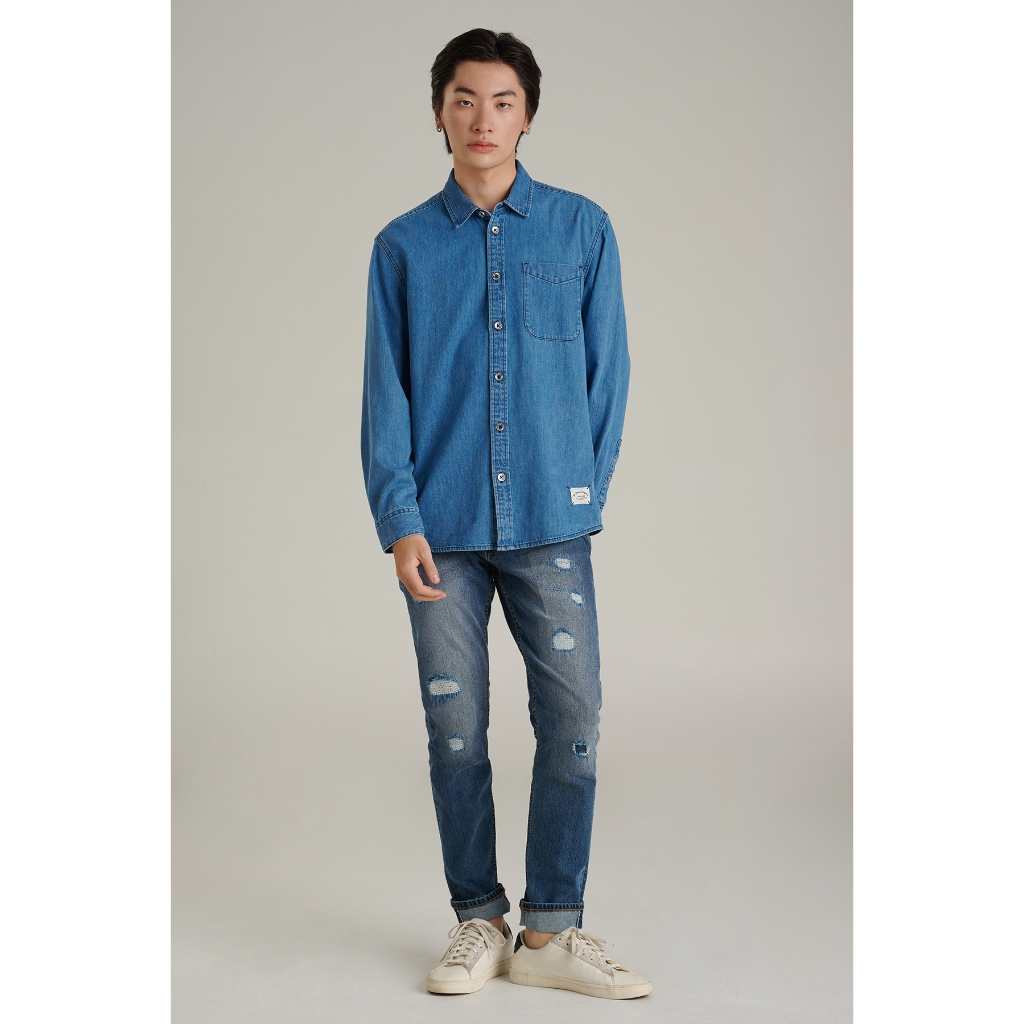 Mc jeans เสื้อเชิ้ตผู้ชาย เสื้อเชิ้ตแขนยาว ทรงเรกูล่า (Regular)  MSLZ205
