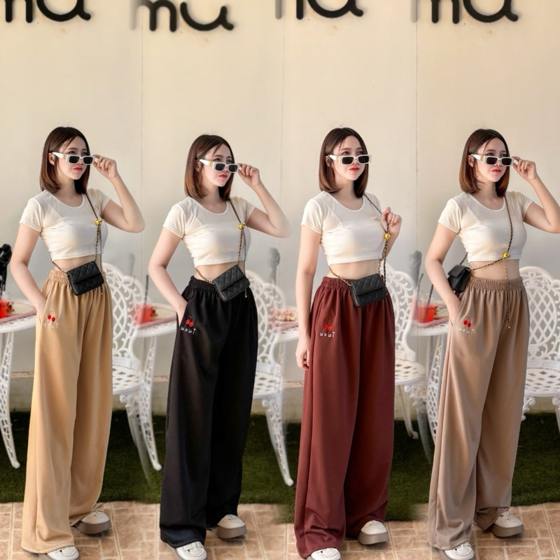 กางเกงขายาว ปักเชอรี่ เอว 24-46 ใส่ได้สบาย ราคาถูก