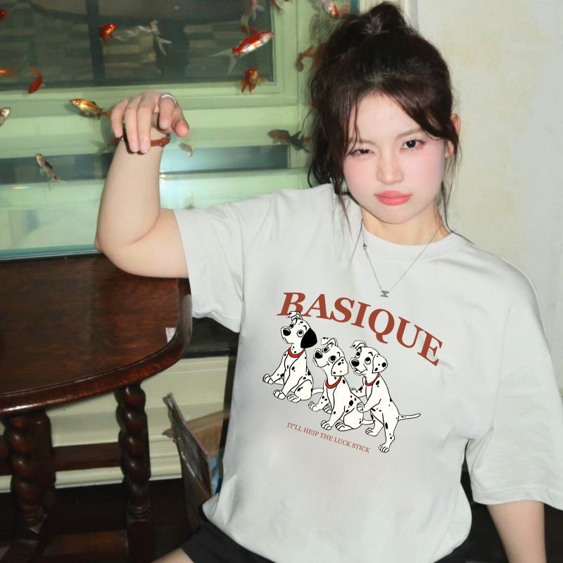 TeddyTee เสื้อยืด oversize สาวอวบ พลัสไซส์ สกรีนลายการ์ตูนหมา ผ้าคอตตอน100% ใส่สบาย สไตล์เกาหลี มินิมอล น่ารักมาก