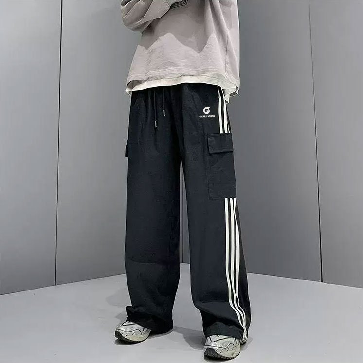 ใหม่ กางเกงวอร์มขากว้าง กางเกงลำลองผู้ชาย ผ้าฝ้าย กางเกงสะดอ มีเชือกผูกเอว ผ้าใส่สบาย ใส่สบาย ผ้าดีรับประกันคุณภาพ - รูปที่ 4