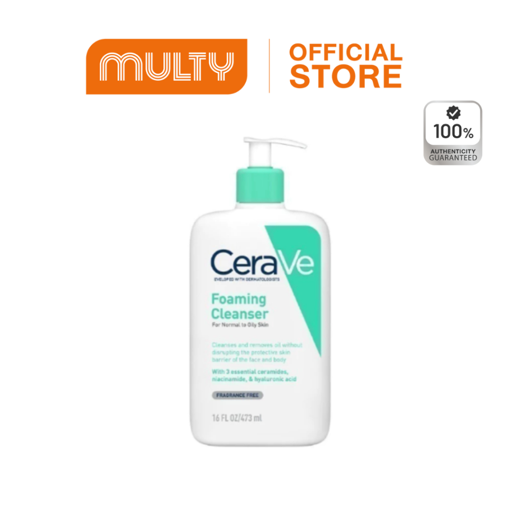 CERAVE Foaming Cleanser โฟมทำความสะอาดผิวหน้าและผิวกายสำหรับผิวมัน 473ml