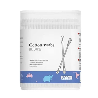 สำลีก้านทารก สำลี สำลีฆ่าเชื้อ สำลีก้านหู สำลีก้านคู่ กล่องละ200ไม้ baby cotton swab