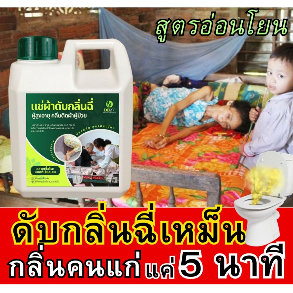 DEMY น้ำยาแช่ผ้า น้ำยาดับกลิ่น กลิ่นฉี่ กลิ่นอับประจำตัว ขนาด 1 ลิตร กลิ่นสะสมบนที่นอน กลิ่นผู้ป่วย ผู้สูงวัย ซักผ้า