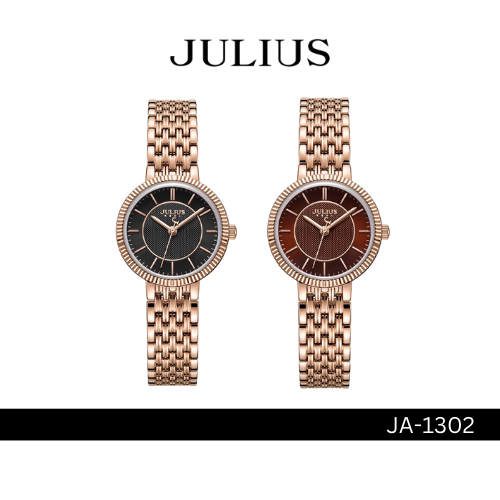 Julius JA-1302 นาฬิกาข้อมือผู้หญิง มี 2 สี สายสแตนเลส หน้าปัดกลม แบรนด์เกาหลี ของแท้ ประกัน 1 ปี