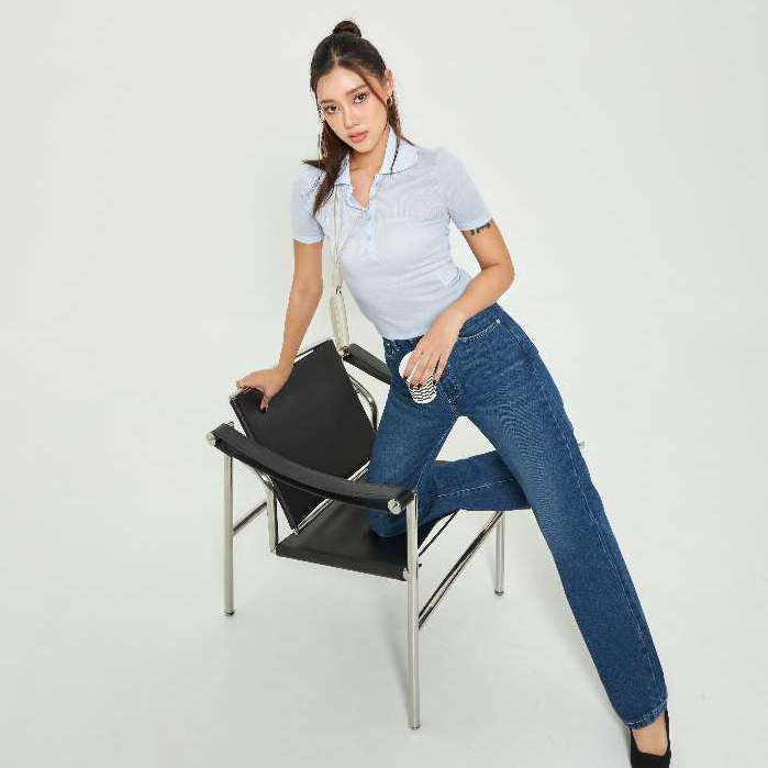 ยีนส์ Nammon Jeans n06 กางเกงยีนส์ ไฮพรีเมี่ยมขากระบอกตรง สีเข้ม รุ่น5กระดุม-ผ้าไม่ยืด ราคา ถูกที่สุด ดีลบีเคเค แกลเลอรีภาพที่ 5