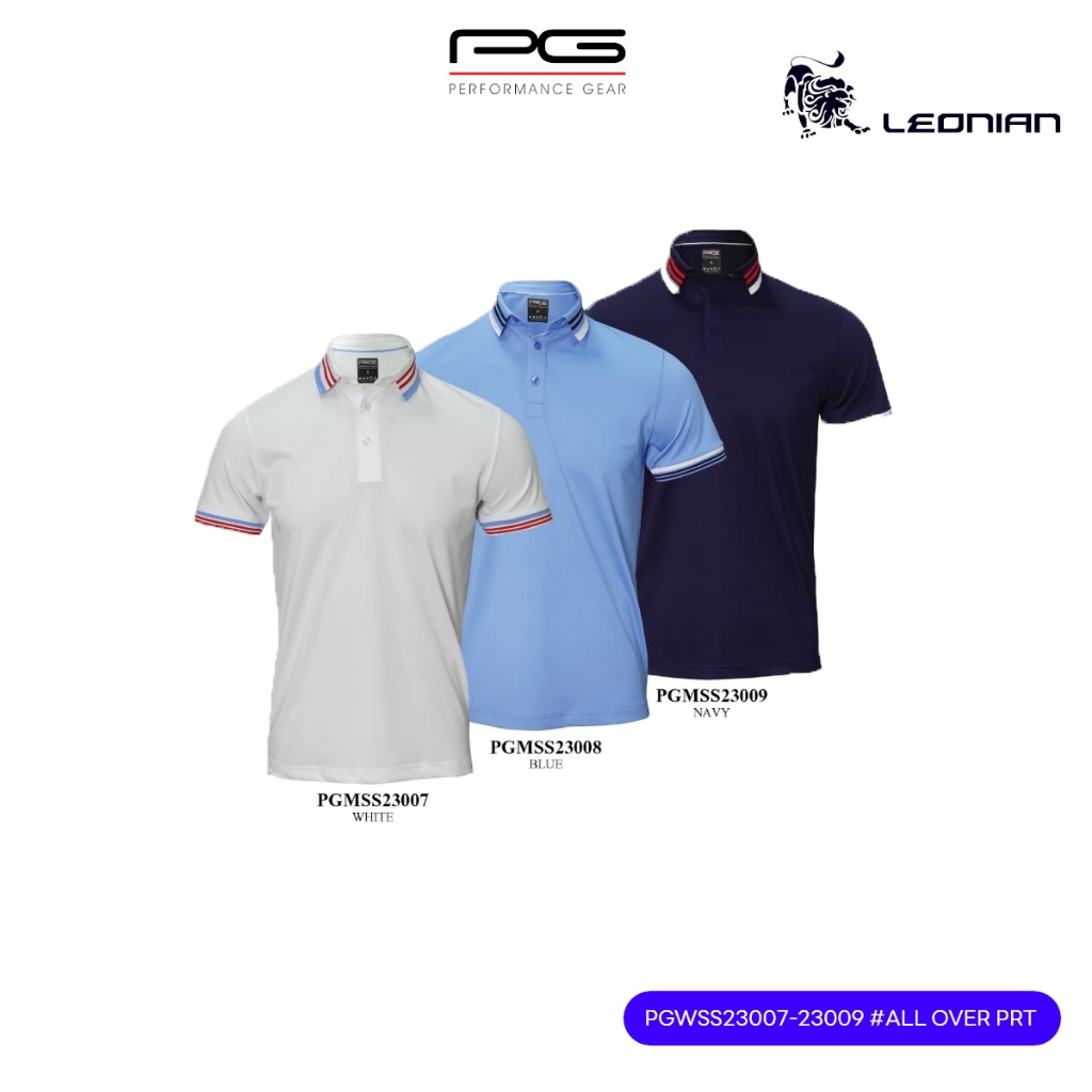 เสื้อผ้ากอล์ฟ PG MEN # PGMSS23007-PGMSS23008-PGMSS23009 (WHITE/BLUE/NAVY)