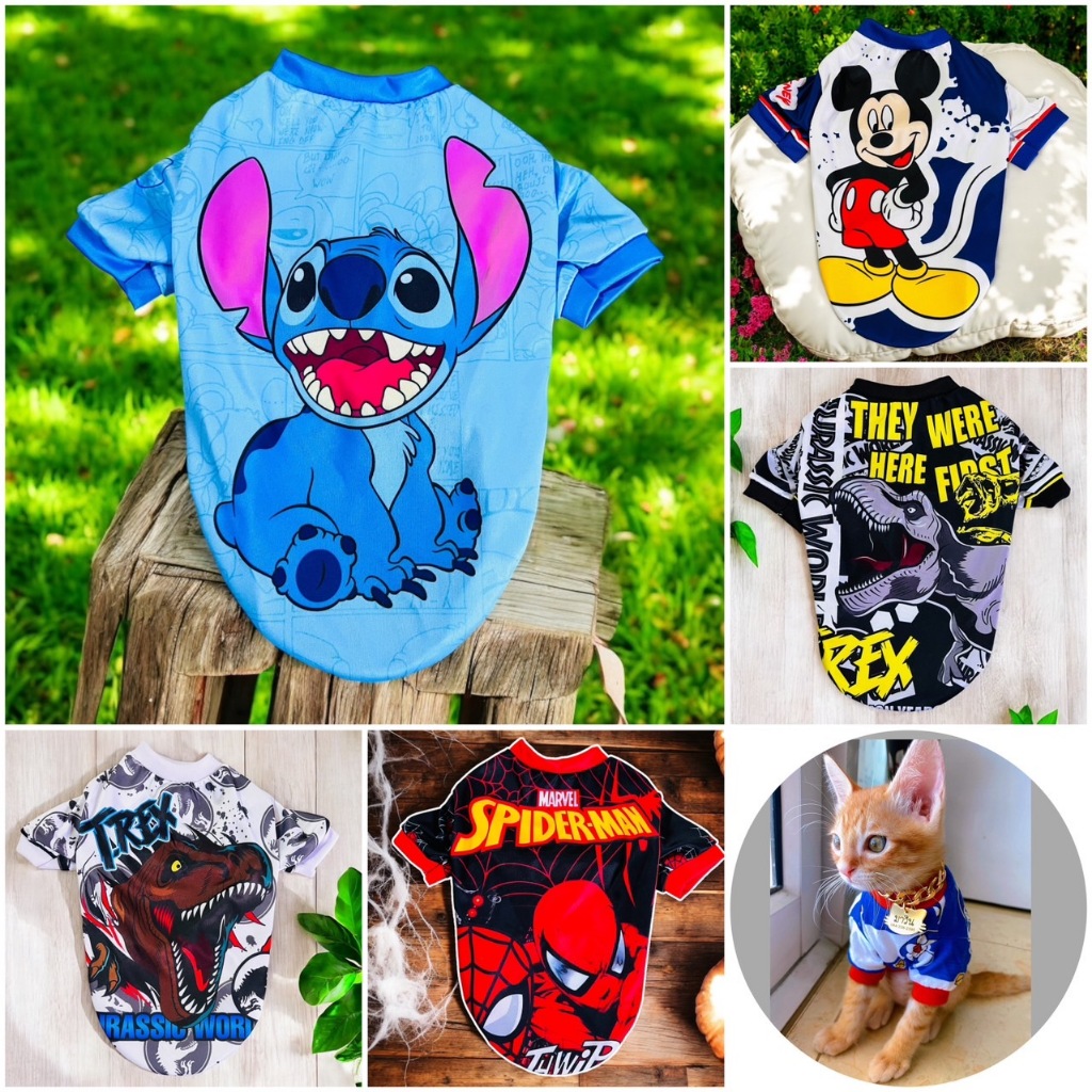 เสื้อมีแขน น้องหมาแมว ลายการ์ตูน พร้อมส่ง
