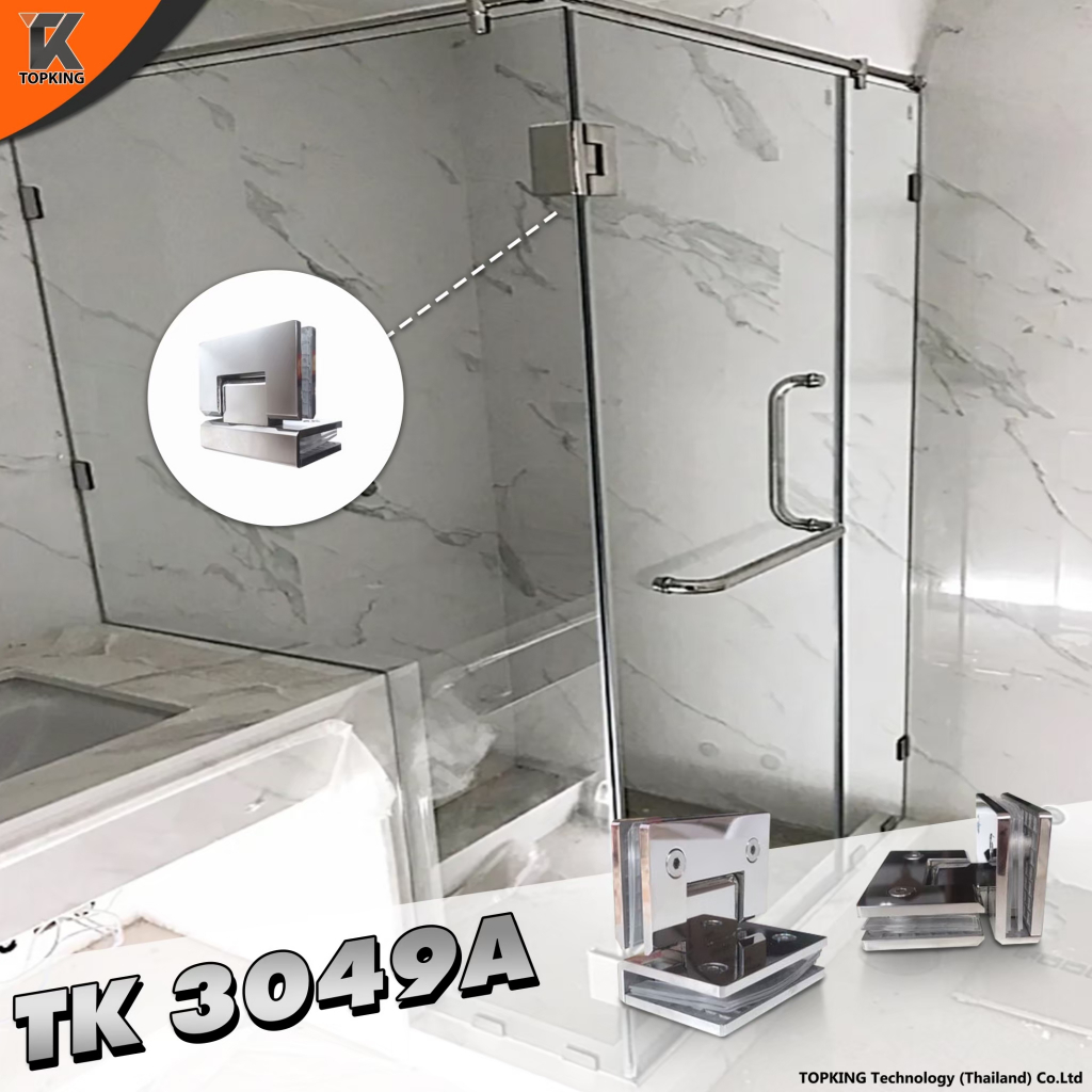 บานพับประตูกระจก Stainless Steel 304 รุ่น TK 3049A (90°)
