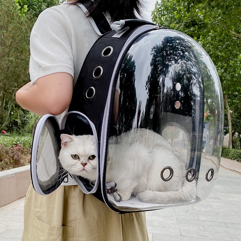 🐱กระเป๋าแมว ใบใหญ่มาก กระเป๋าสะพายแมว ระบายอากาศได้ หน้าต่างกันสาด พับเก็บได้ เป้สัตว์เลี้ยง กระเป๋าสีขอบด้านข้าง รูปที่ 4