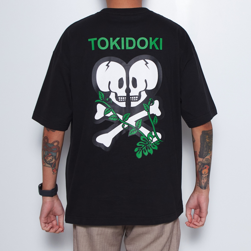 TOKIDOKI เสื้อยืดผู้ชาย NATURAL SKULL LOGO PRINTED