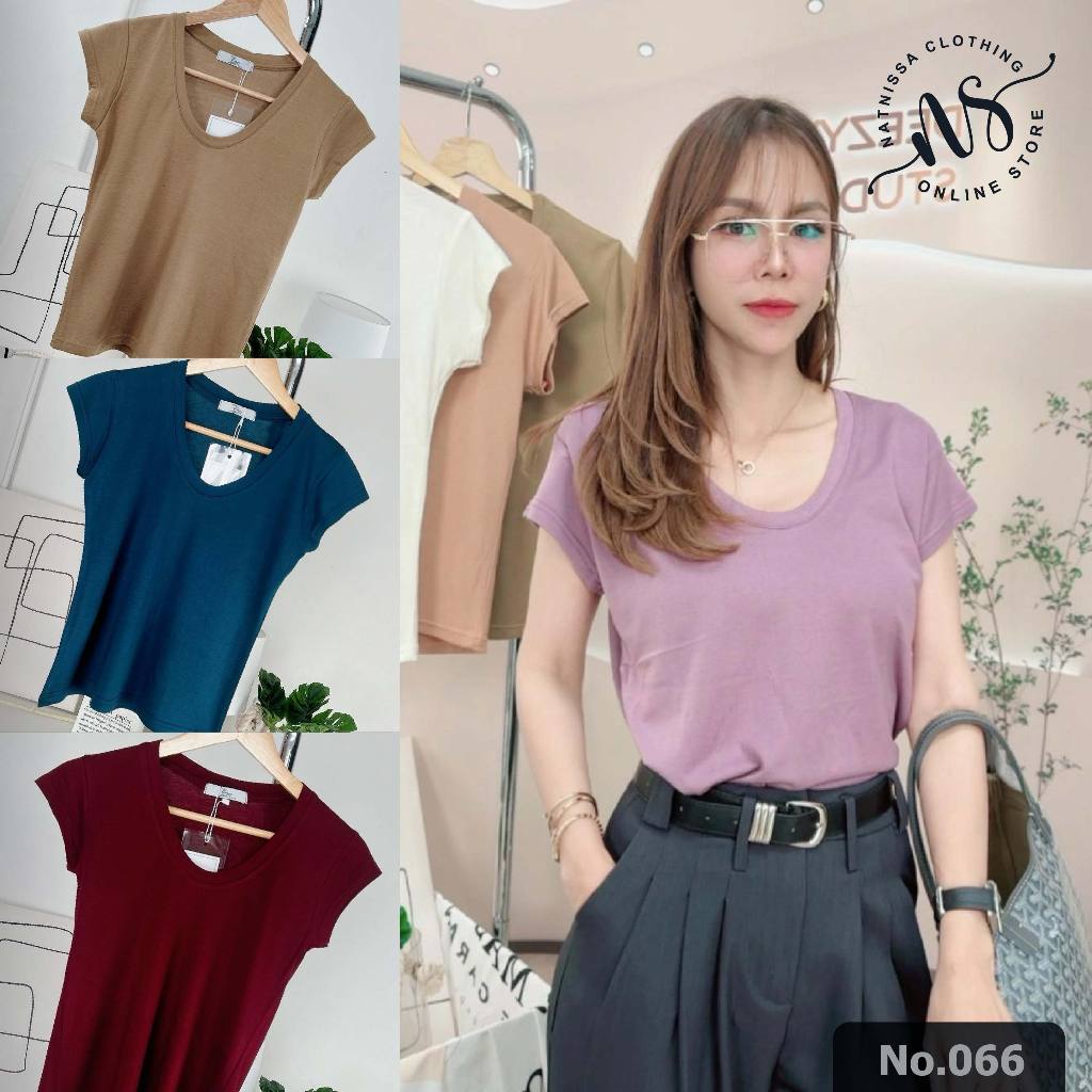 066 เสื้อยืด คอยู ฟรีไซส์ อก 36-42 ผ้าสแควร์ เนื้อผ้าเย็นสบาย ระบายอากาศดี ไม่ต้องรีด ไม่ยับ เสื้อผ้าแฟชั่นผู้หญิง