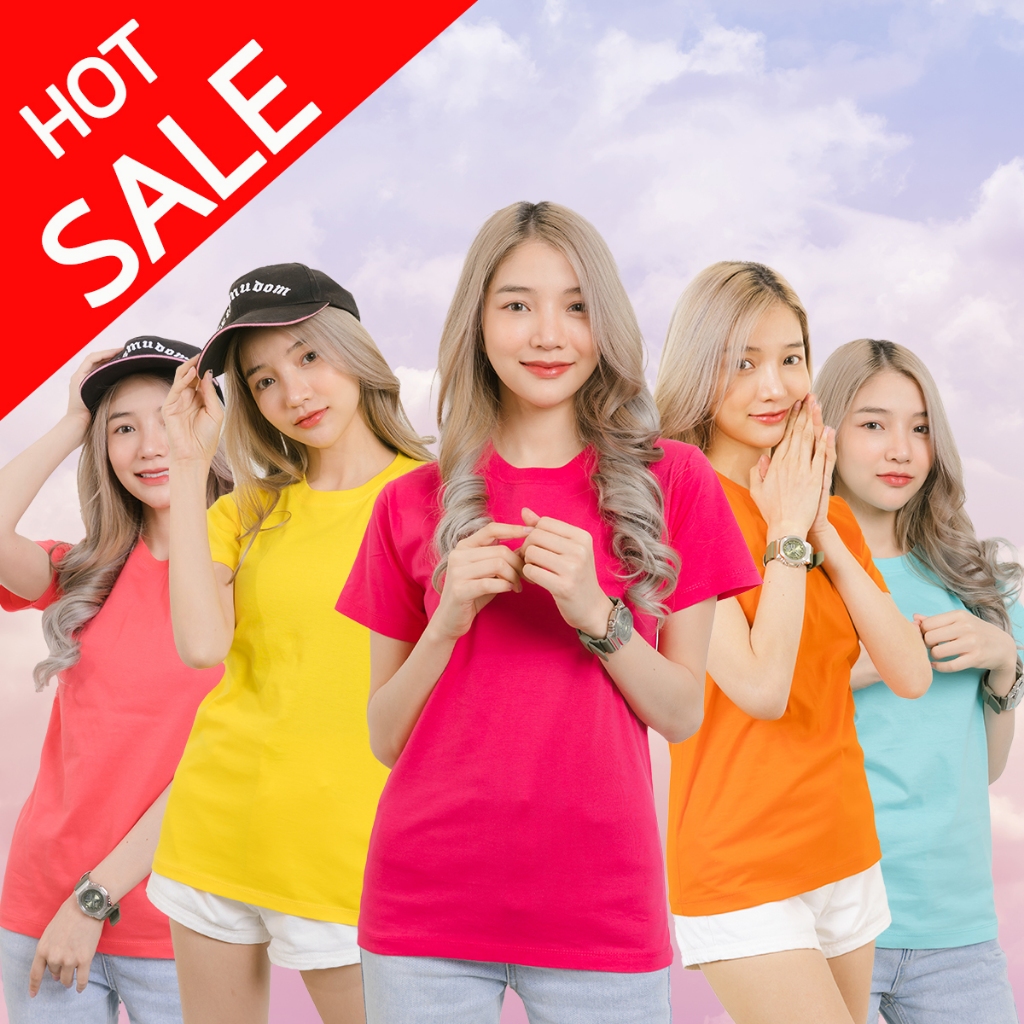 Cotton Thailand เสื้อยืดสีพื้นผู้หญิง ผ้าฝ้ายแท้100% แขนสั้น คอกลม