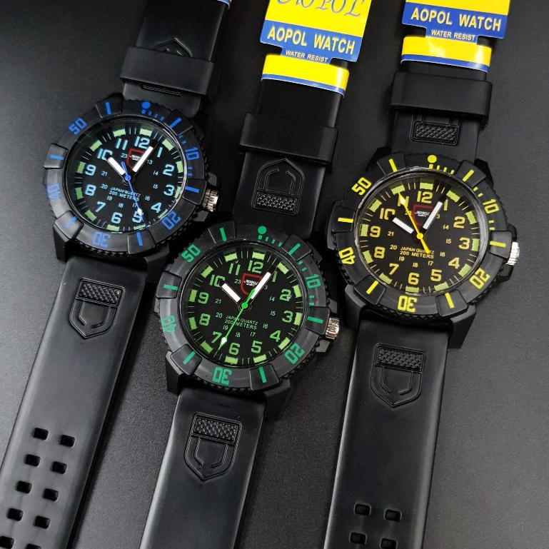 นาฬิกาข้อมือผู้ชาย Aopol [ โอปอ ] แบรนด์แท้ [ รุ่น ฮิต ] สายเรซิ่น
