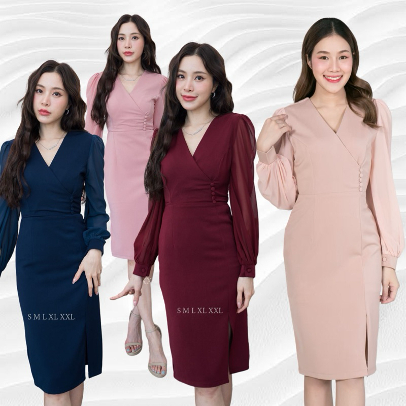 เดรสแขนยาวผ้าฮานาโกะ-220