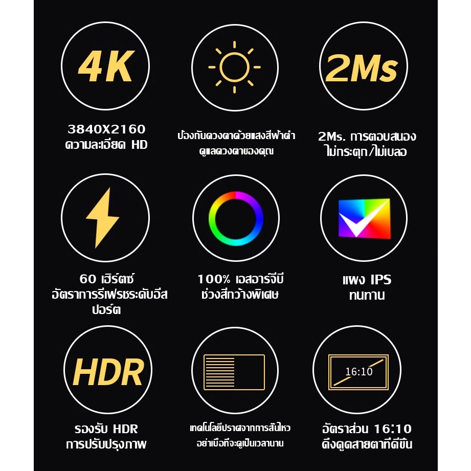 Rantoper 4K 16 นิ้ว IPS HD แบบพกพาจอภาพ, HDMI/TYPE-C, สําหรับ Switch, PS5, โทรศัพท์มือถือ, แล็ปท็อป