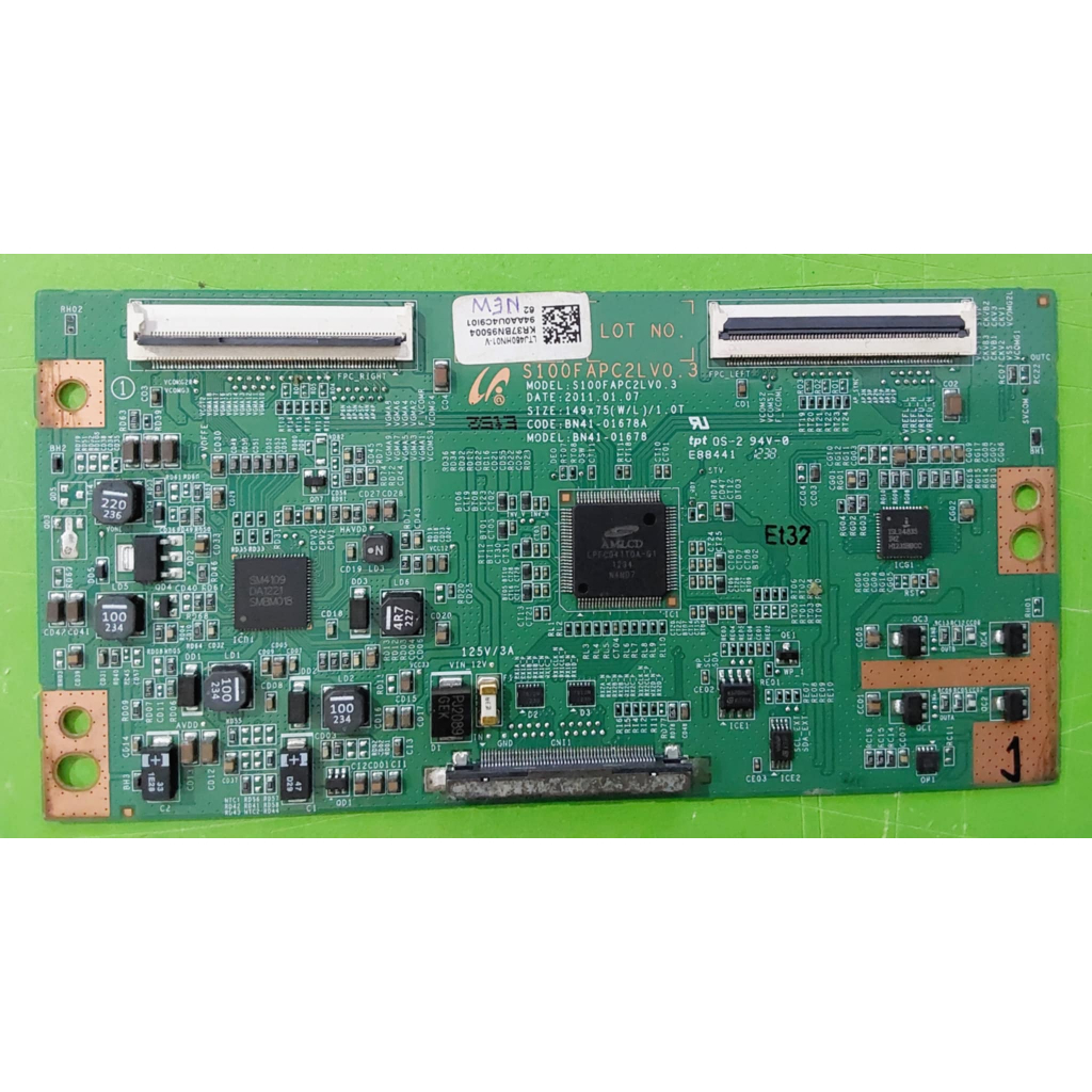 T-CON BOARD SAMSUNG ทีคอน พาร์ท S100FAPC2LV0.3 ใช้กับรุ่น UA46D5500  ของถอดแท้ มีการรับประกัน 30 วัน