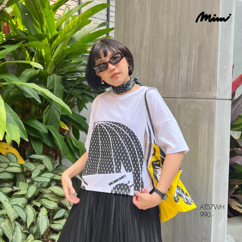 Mimi เสื้อยืดครอป classic MIMI แขนสั้น สีขาว A9X3WH