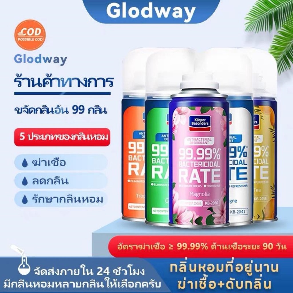 【2 ฟรี 1】 Glodway สเปรย์ดับกลิ่นรถยนต์ ฆ่าเชื้อเครื่องปรับอากาศ น้ำหอมในร่ม สเปรย์ปรับอากาศอัตโนมัติ