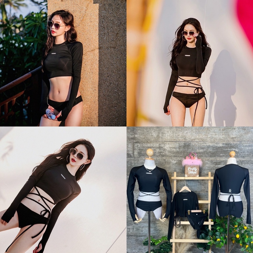 B-0335 ใส่แขนยาวยังไงให้ดูแซบบบ รุ่นนี้ต้องโดนแล้วค่ะ ผูกเอวน่ารักมากๆๆ ดำน้ำ เล่นเซิร์ฟ ภายเรือ เก๋มากๆค่ะ